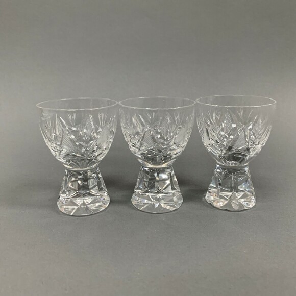 Vintage EAPG Clear Glass Shot Glass Glasses or Egg Holders Cuts 3 1/8" Lot of 3 - Picture 1 of 8